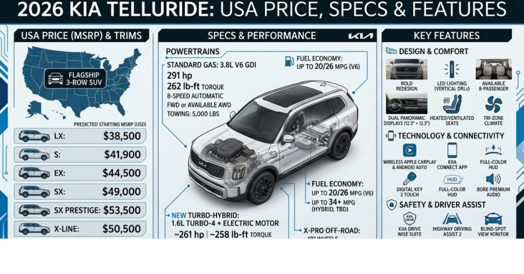 2026 Kia Telluride Price in USA, Specs & Features