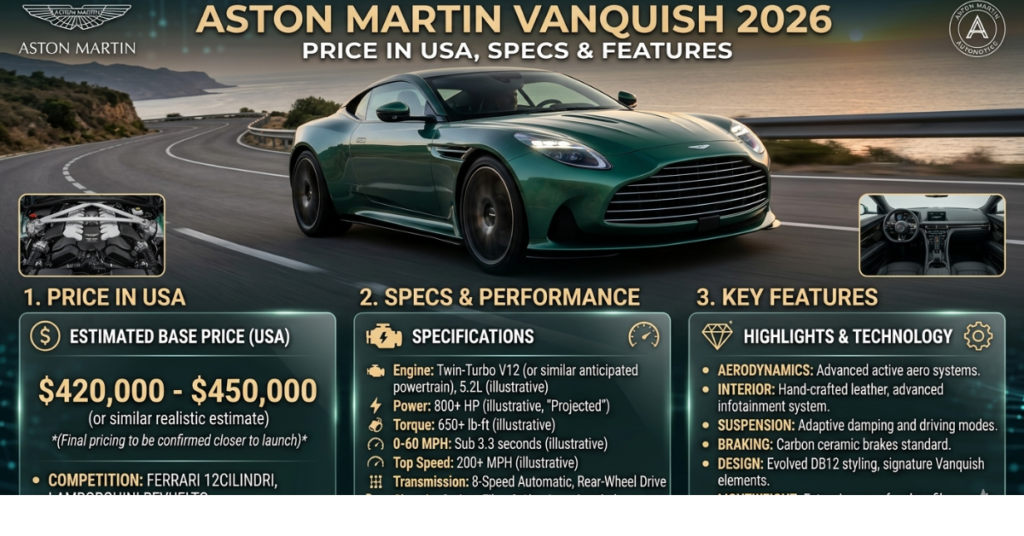 Aston Martin Vanquish 2026 Price in USA, Specs & Features