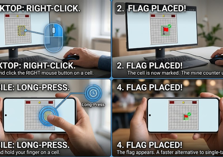 how to place a flag in Google Minesweeper