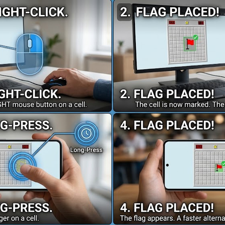 how to place a flag in Google Minesweeper